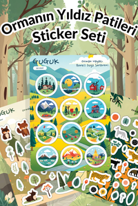 Ormanın Yıldız Patileri Sticker Yaprakları Seti