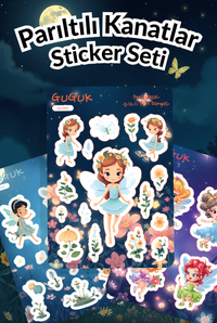 Parıltılı Kanatlar Sticker Yaprakları Seti