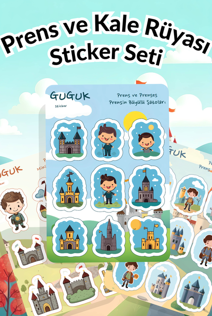 Prens ve Kale Rüyası Sticker Yaprakları Seti
