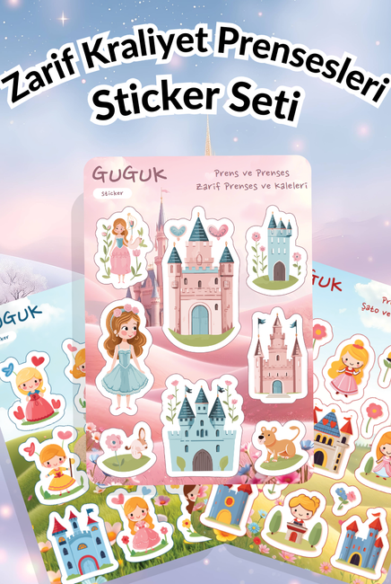 Zarif Kraliyet Prensesleri Sticker Yaprakları Seti