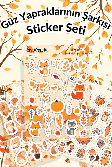 Güz Yapraklarının Şarkısı Sticker Yaprakları Seti