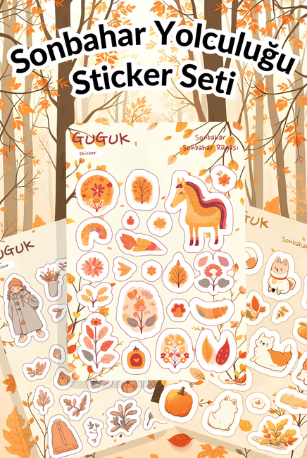 Sonbahar Yolculuğu Sticker Yaprakları Seti