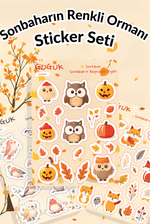Sonbaharın Renkli Ormanı Sticker Yaprakları Seti