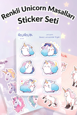 Renkli Unicorn Masalları Sticker Yaprakları Seti 