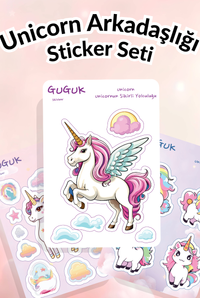 Unicorn Arkadaşlığı Sticker Yaprakları Seti