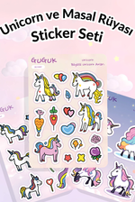 Unicorn ve Masal Rüyası Sticker Yaprakları Seti