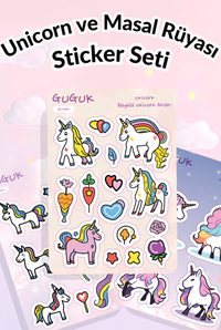 Unicorn ve Masal Rüyası Sticker Yaprakları Seti
