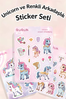 Unicorn ve Renkli Arkadaşlık Sticker Yaprakları Seti 