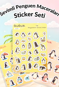 Sevimli Penguen Maceraları Sticker Yaprakları Seti