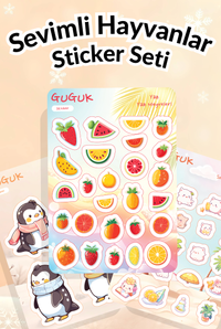 Sevimli Hayvanlar Sticker Yaprakları Seti