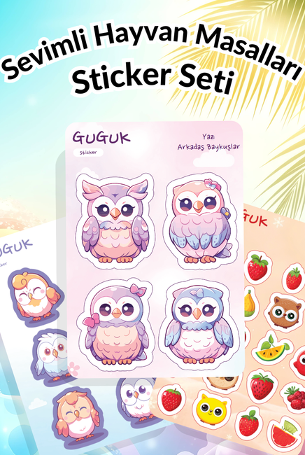 Sevimli Hayvan Masalları Sticker Yaprakları Seti