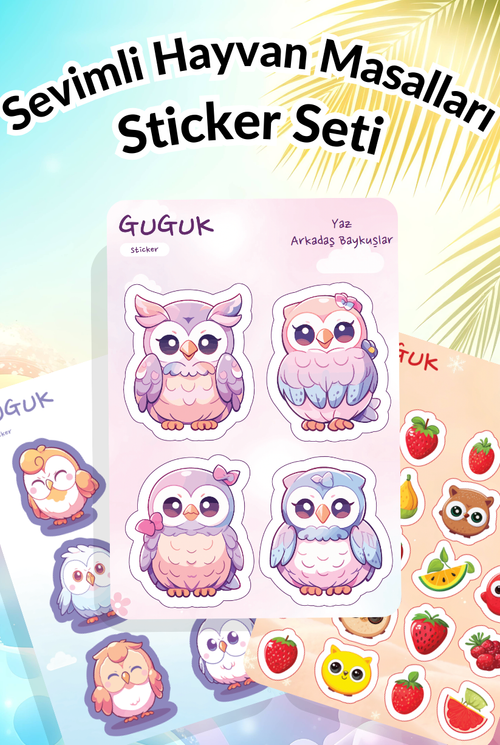 Sevimli Hayvan Masalları Sticker Yaprakları Seti