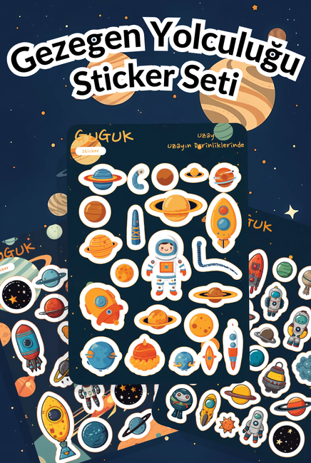 Gezegen Yolculuğu Sticker Yaprakları Seti