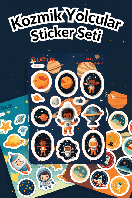 Kozmik Yolcular Sticker Yaprakları Seti 