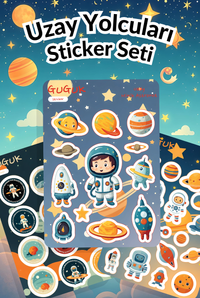 Uzay Yolcuları Sticker Yaprakları Seti