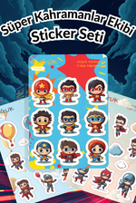 Süper Kahramanlar Ekibi Sticker Yaprakları Seti