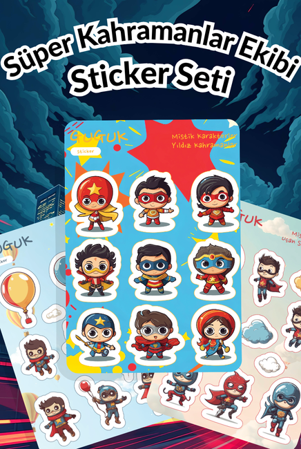 Süper Kahramanlar Ekibi Sticker Yaprakları Seti
