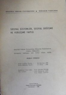 Sosyal Sistemler, Sosyal Değişme ve Yerleşme Yapısı (1-F-34)