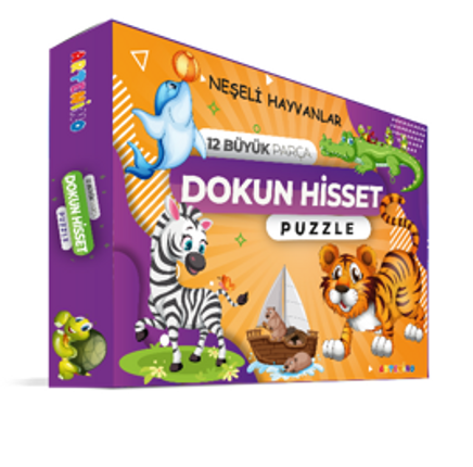 Neşeli Hayvanları 12 Büyük Parça Dokun Hisset Puzzle