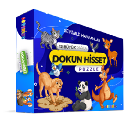 Sevimli Hayvanları 12 Büyük Parça Dokun Hisset Puzzle
