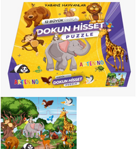 Yabani Hayvanları 12 Büyük Parça Dokun Hisset Puzzle
