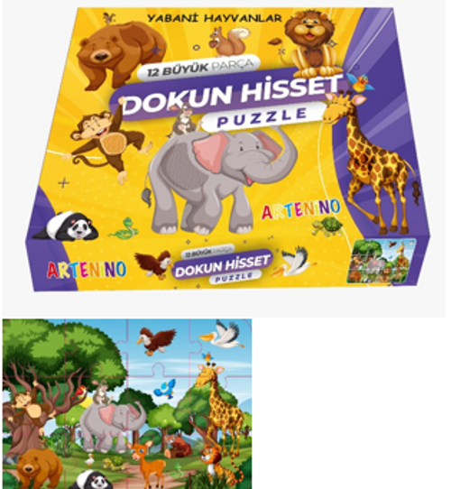 Yabani Hayvanları 12 Büyük Parça Dokun Hisset Puzzle (Komisyon