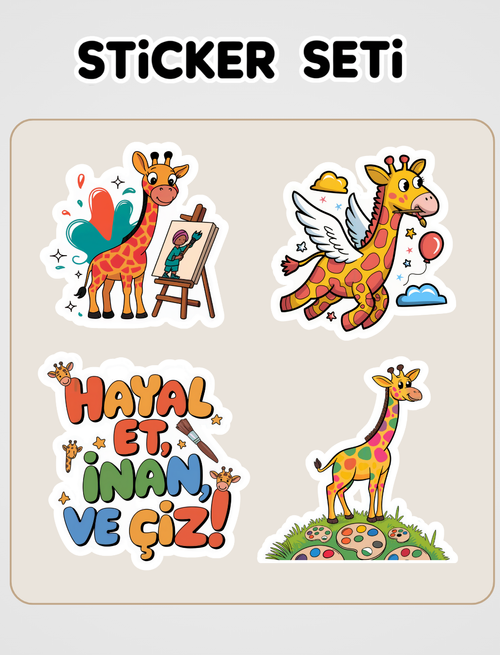 Benim Zürafam Uçabilir Sticker Seti