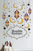 Hoşgeldin Ramazan Renkli Fener Sarkıt Cam Duvar Dekorasyon Sticker Seti