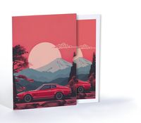 Kırmızı Arabanın Yolculuğu, Özel Tasarım Kılıflı A4 Poster