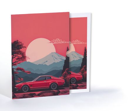 Kırmızı Arabanın Yolculuğu, Özel Tasarım Kılıflı A4 Poster