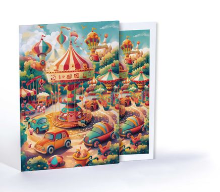 Renkli Lunapark Macerası, Özel Tasarım Kılıflı A4 Poster