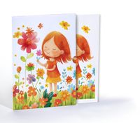 Çiçek Bahçesindeki Sevimli Kız, Özel Tasarım Kılıflı A4 Poster