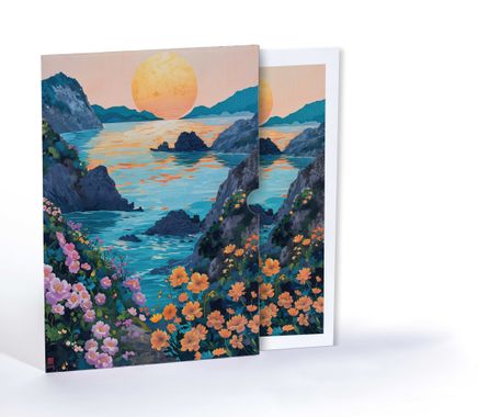 Gün Batımındaki Çiçek Bahçesi, Özel Tasarım Kılıflı A4 Poster