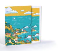 Güneşli Sahil Kasabası, Özel Tasarım Kılıflı A4 Poster