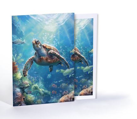 Deniz Kaplumbağasının Yolculuğu, Özel Tasarım Kılıflı A4 Poster