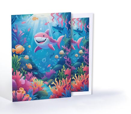 Neşeli Köpekbalığı, Özel Tasarım Kılıflı A4 Poster