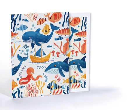 Renkli Deniz Dünyası, Özel Tasarım Kılıflı A4 Poster