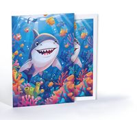 Sevimli Köpek Balığı, Özel Tasarım Kılıflı A4 Poster