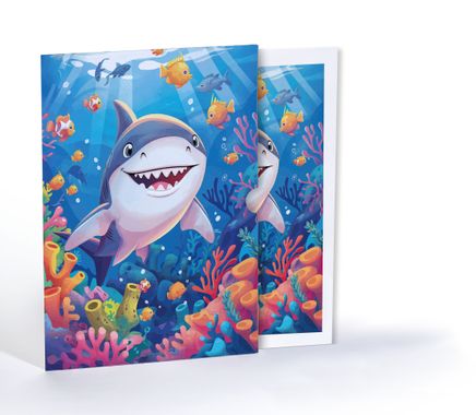 Sevimli Köpek Balığı, Özel Tasarım Kılıflı A4 Poster