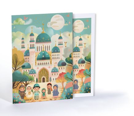 Cami Bahçesindeki Mutlu Aile, Özel Tasarım Kılıflı A4 Poster