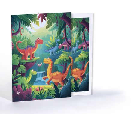 Dinozorlar Ormanda, Özel Tasarım Kılıflı A4 Poster