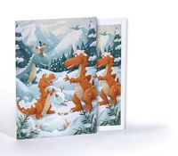 Karda Eğlenen Dinozor, Özel Tasarım Kılıflı A4 Poster