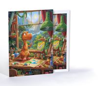 Sanatçı Dinozor, Özel Tasarım Kılıflı A4 Poster