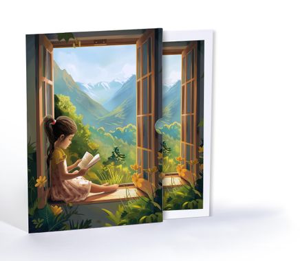 Dağ Manzarasında Kitap Keyfi, Özel Tasarım Kılıflı A4 Poster