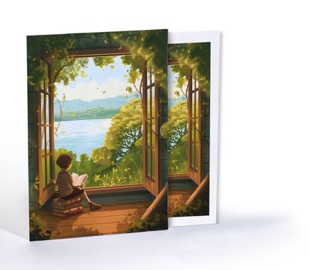 Kitaplarla Doğaya Açılan Pencere, Özel Tasarım Kılıflı A4 Poster