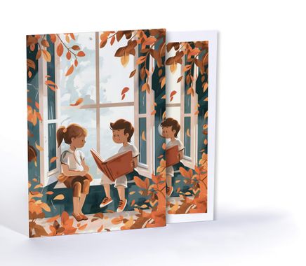 Kitaplarla Dolu Sonbahar, Özel Tasarım Kılıflı A4 Poster