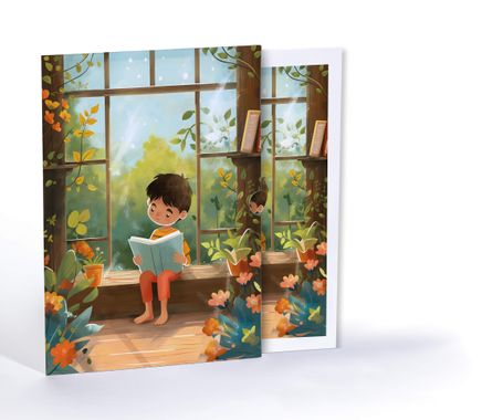 Pencere Kenarında Kitap Keyfi, Özel Tasarım Kılıflı A4 Poster