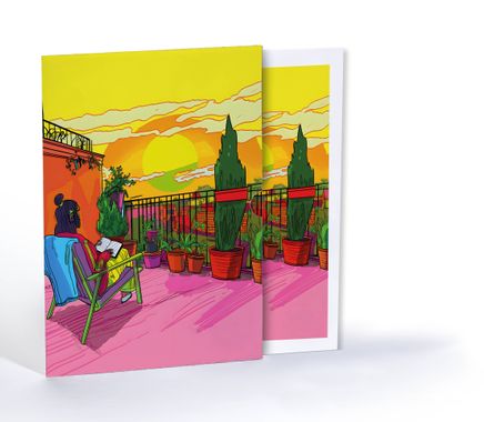 Renkli Gün Batımı, Özel Tasarım Kılıflı A4 Poster