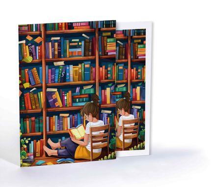 Sessiz Kütüphane Köşesinde, Özel Tasarım Kılıflı A4 Poster