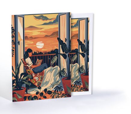 Balkonda Gün Batımı, Özel Tasarım Kılıflı A4 Poster